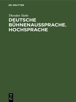 cover image of Deutsche Bühnenaussprache. Hochsprache